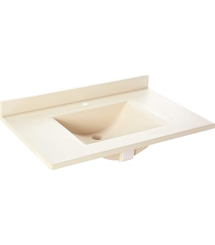 Swan Ellipse Solid Surface Vanity Top - 37x19 Inch Single Bowl, Bisque Color | Made In USA, Lifetime Warranty