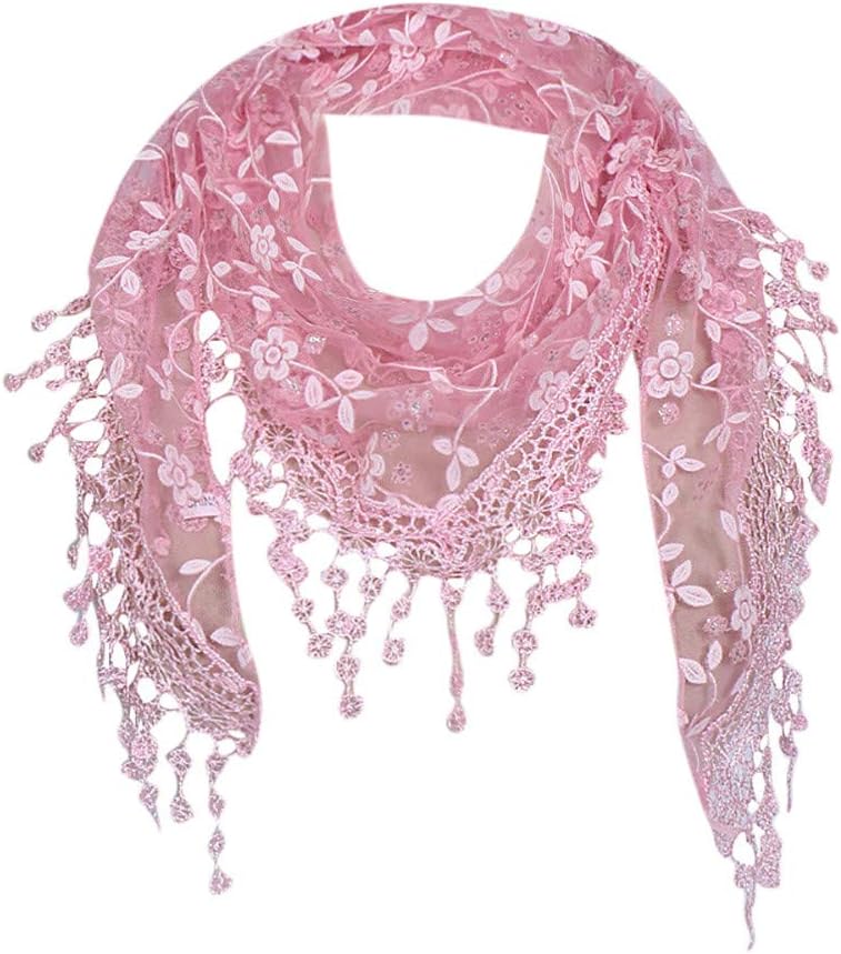 Fashion Women's Scarf, Weant Lace Tassel Loop Scarves Winter Autumn Soft SheerTriangle Scarves Breathable Light Weight Ladies Xmas Wrap Shawl Neck Scarf Long Stole