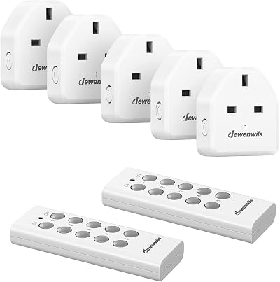 DEWENWILS Wireless Remote Control Sockets 13A 3120W 30M 5 Socket Set