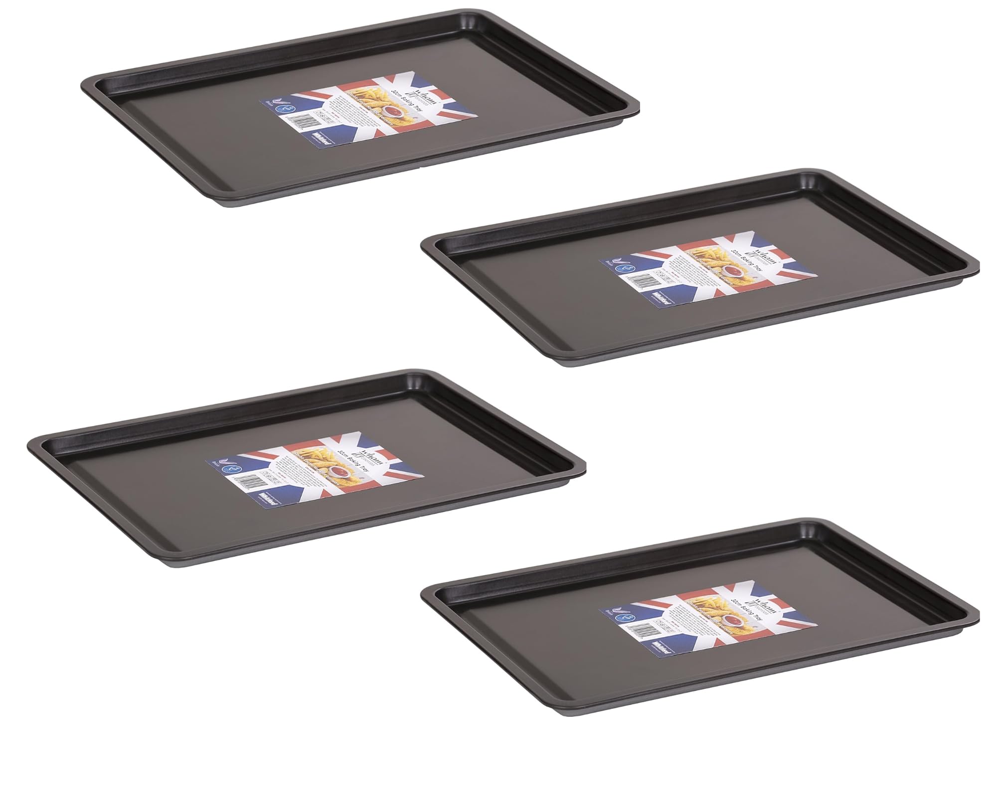 Baking Tray for Oven Non-Stick Bakeware Dishwasher and Freezer Safe Black 32cm – Set of 4