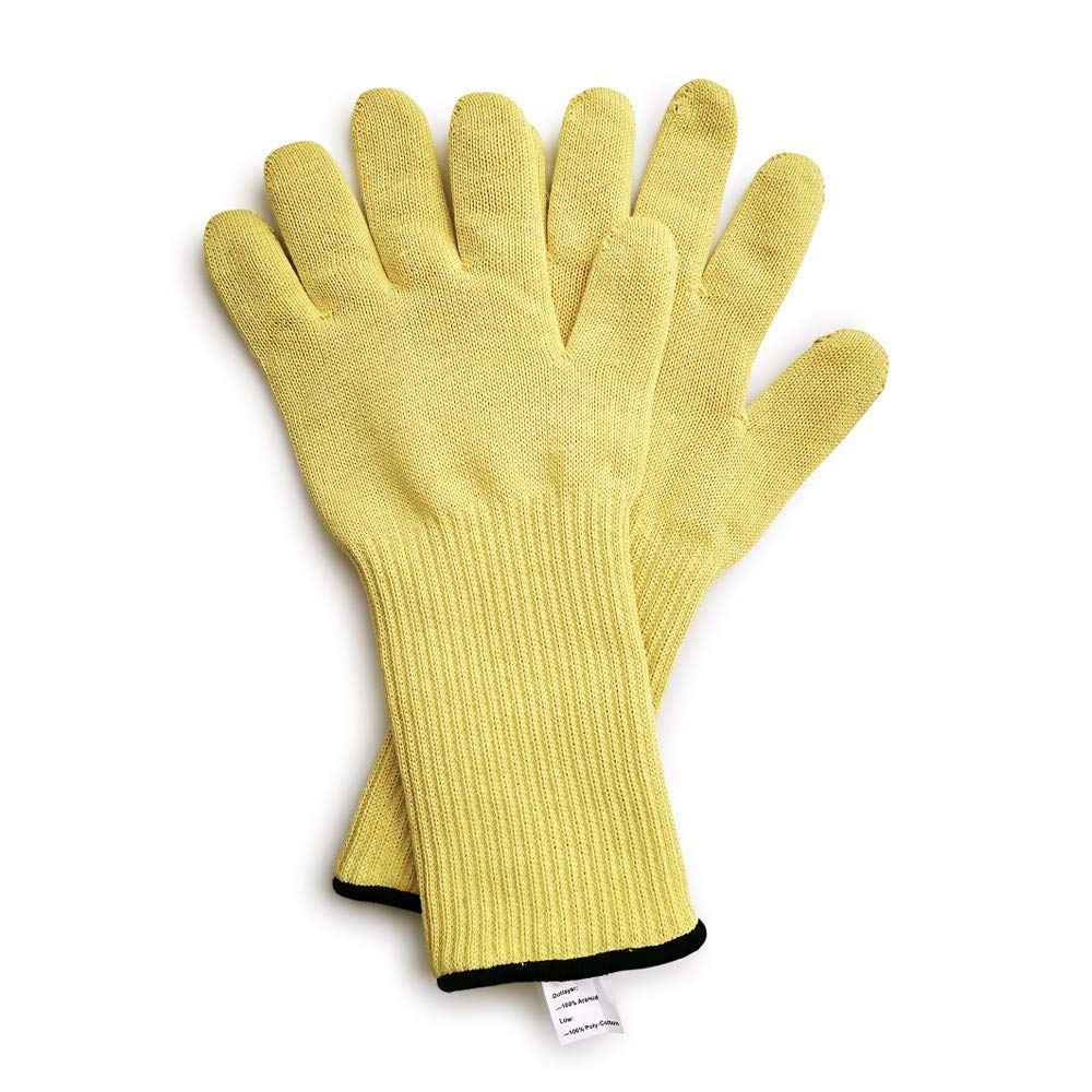 QEARSAFETY 1 pair Aramid yarn knitted Long/short Wrist Protect Heatproof Gloves - Hold Burning hot Dishes/Oven/hot molds- heat resistance work gloves (Large, Long wrist)