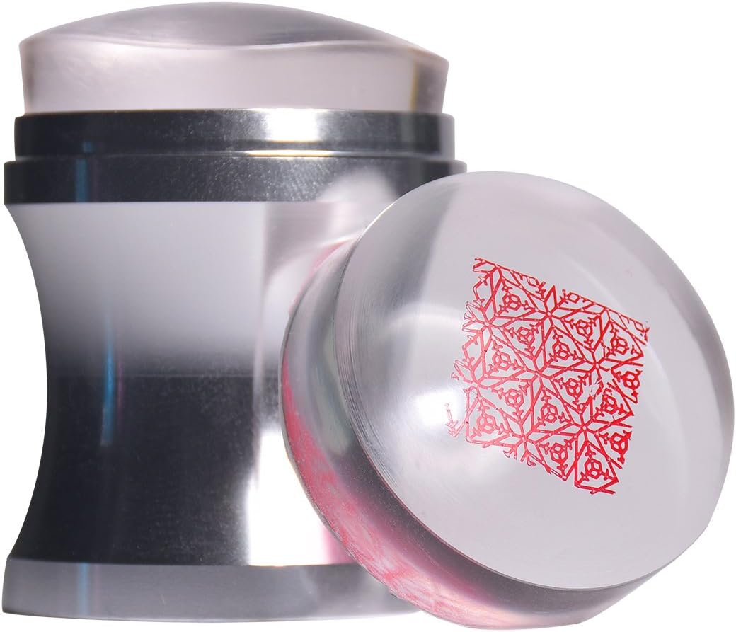BEAUTYBIGBANG Nail Art Stamper and Scraper Metal Handle Jelly Clear Silicone Stamper Nail Stamping Tool for Nail Design