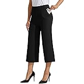 Willit Women's Capri Pants Dress Yoga Pants Wide Leg Business Casual Capris Work Slacks Stretch High Waisted 21"