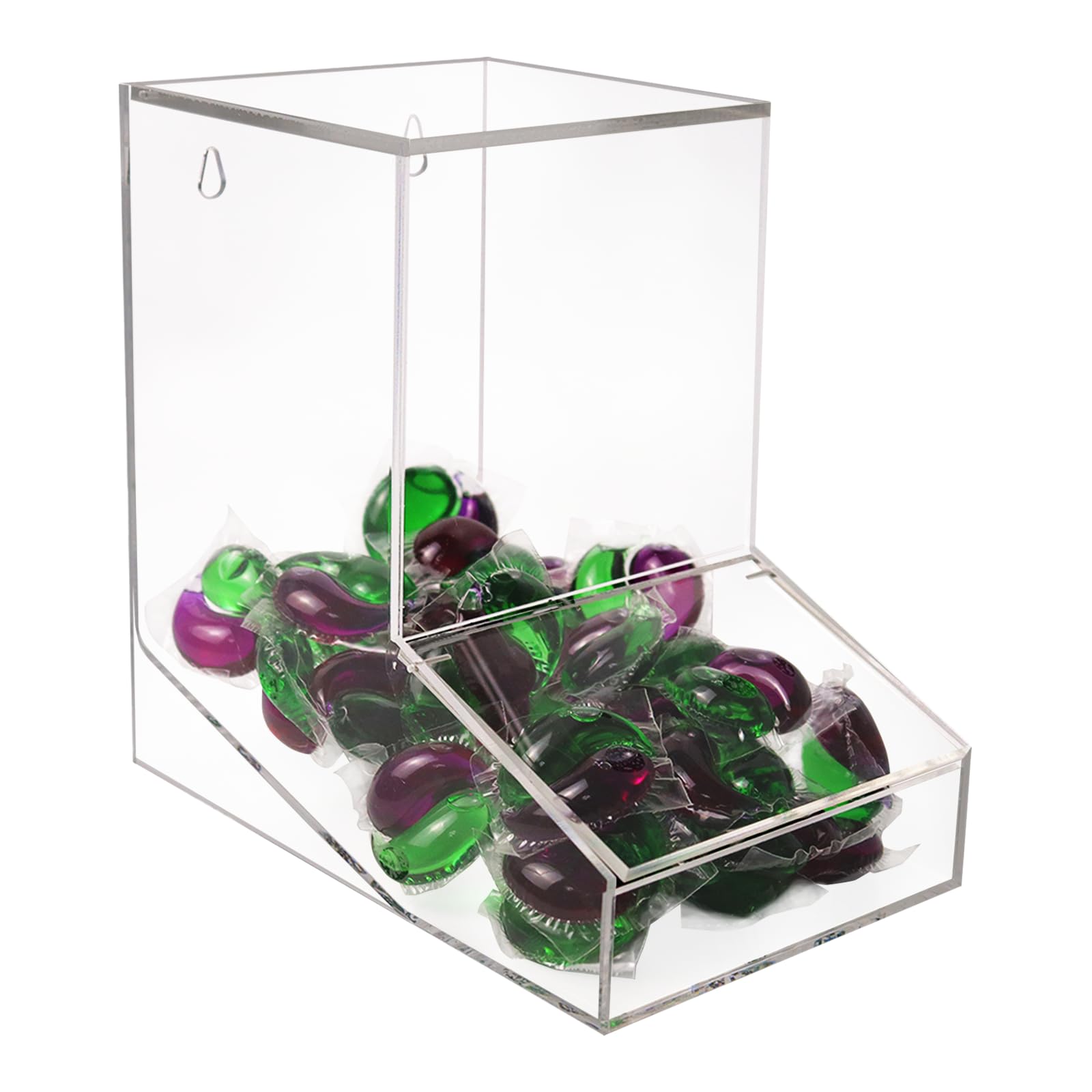Photo 1 of Gnjoyxuan Laundry Pods Container, Acrylic Candy Dispenser with 2 Lid, Dishwasher Pod Holder for Laundry Room, Home, kitchen, Office Used- Stand or Wall Mount