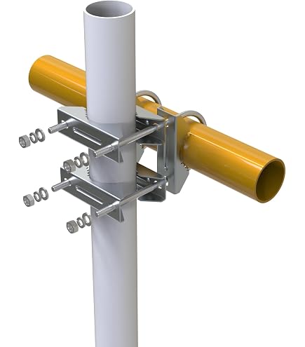 Graootoly Support Antenne Double Boulons U + Mâchoire V – Fixation Robuste Poteau 30-50 Mm, Acier Galvanisé Antirouille