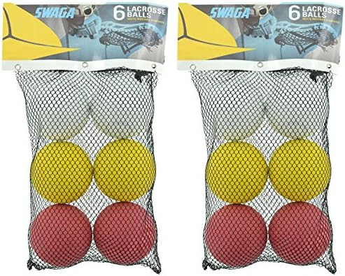 SWAGA Lacrosse Balls - Bag of 6 (Red Yellow & White, 2 bag)