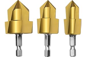 SONCHIE Upgraded Tri-Blade 3Pack PPR Lift Step Bit Reamer for Plumbing Pipe Repair Drill Connection Tool for 1/2“ 3/4” 1-inch Pipe 1/4 Hex Rod Quick Change