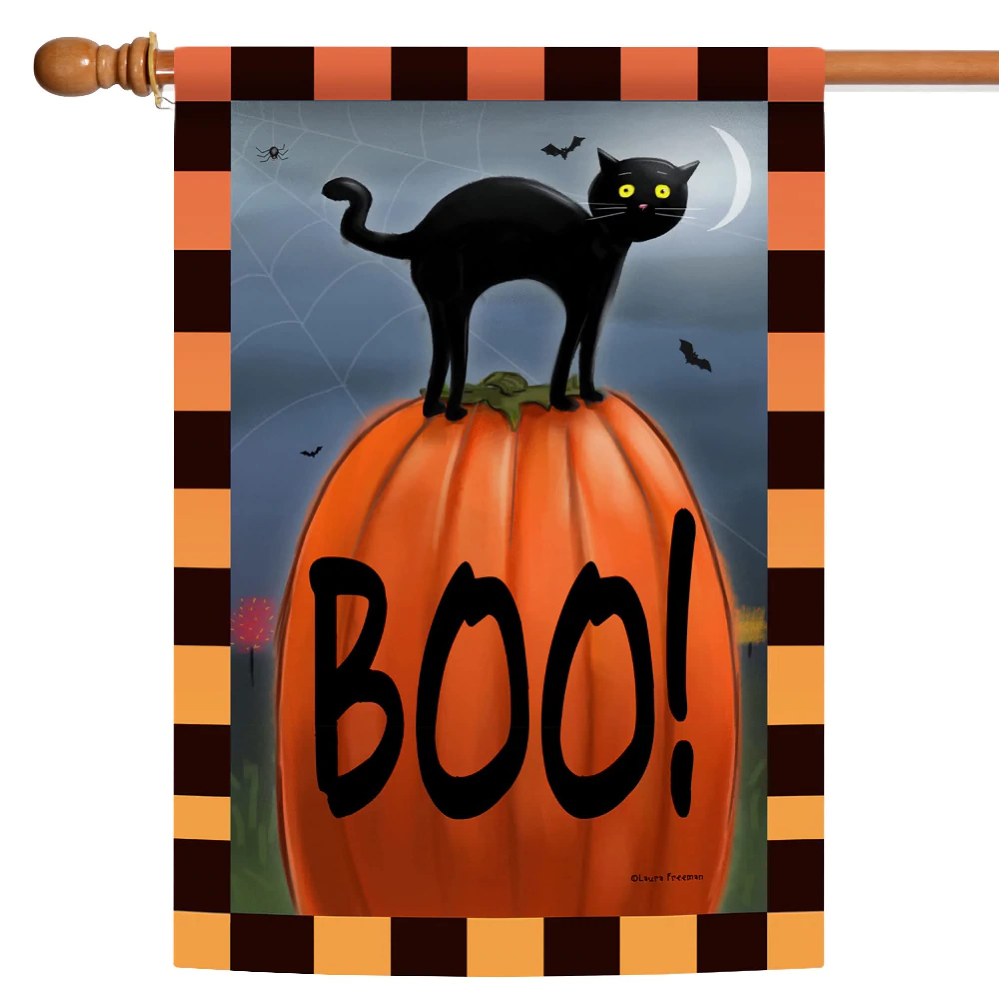 Toland Home Garden Boo Cat 28 x 40-Inch Decorative USA-Produced Double-Sided House Flag