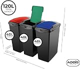 Addis 40 Litre Recycling Bins Set of 3 with Interlocking Clips Blue Red Green view 7