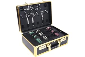 BARBERTOP Barber Carrying Case,Barber Case With Code Lock Travel Barber Suitcase Professional Salon Hair Cutting Tool Kit Storage Organizer For Hair Stylist Pet Groomer Beauty Salon Makeup Artist (Golden)