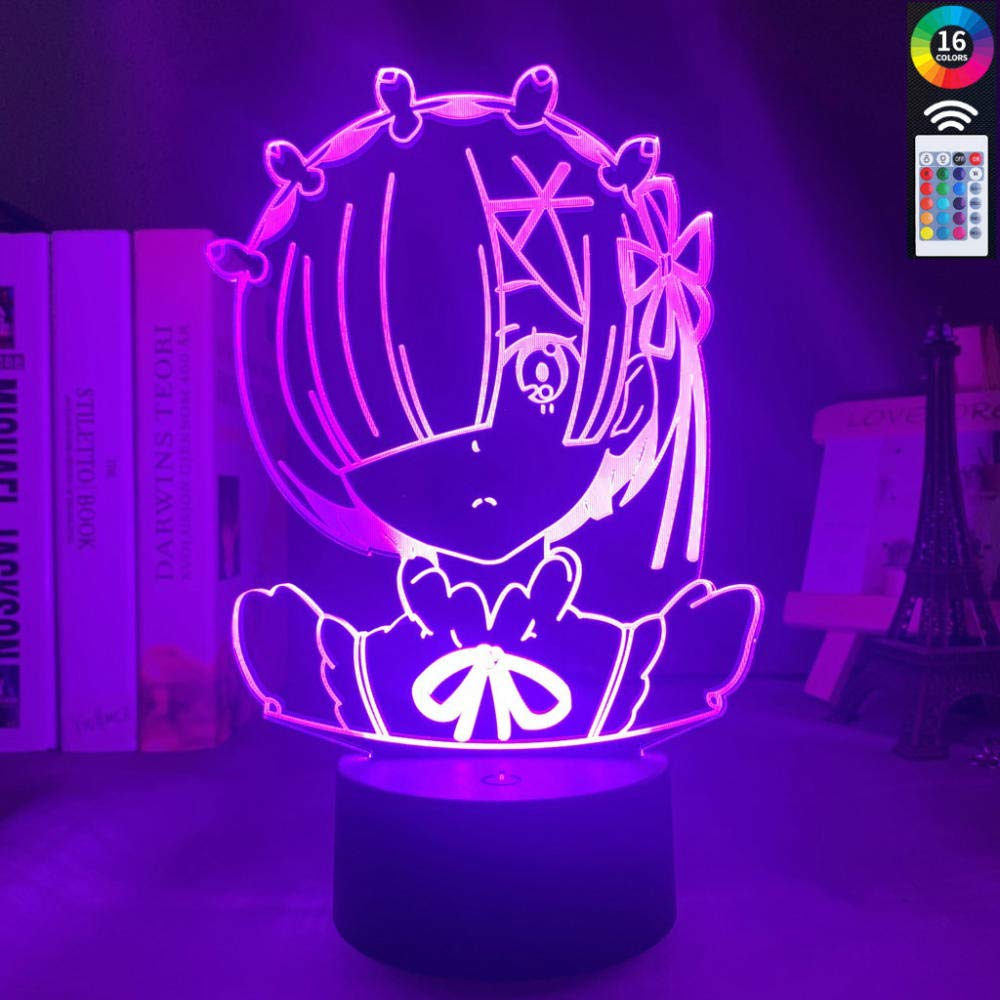 3D Illusion Lamp Led Night Light Anime Rem Re Zero Figure Touch Ensor Color Changing Baby for Bedroom Decor Desk Lamp Manga Gift