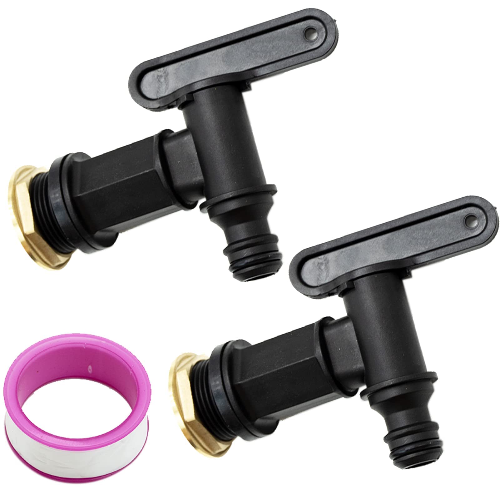 SZCXDKJ 2PCS Water Butt Tap Hosepipe Rain Barrel/ ¾ BSP Thread Replacement Tap Plastic Snap-Fit Connector Beer Home Brew,with water-tap interface raw tape
