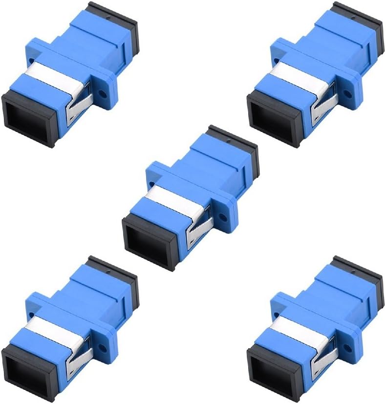 SC Fiber Optic Adapter - Comm Cable SC to SC Simplex Singlemode Coupler - 5 Pack - Blue