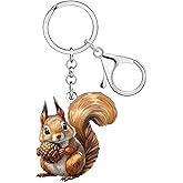 DOWAY Acrylic Kawaii Squirrel Keychain,Novelty Squirrel Gifts for Women Purse Accessories Backpack Bag Charms for Handbags