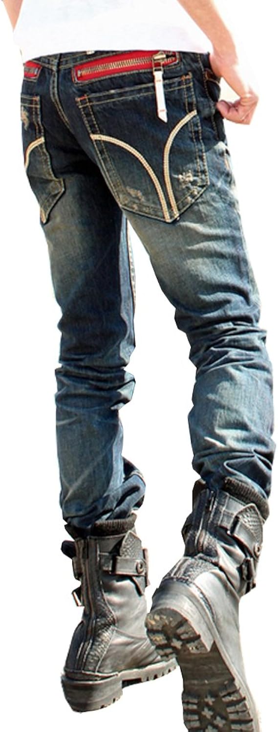 Amazon Co Jp ジーンズ 専門店 クラシカルエルフ Classical Elf Lolita Jeans 536 7 レッドジッパー 刺繍 ロリータジーンズ ボーイズ ジーンズ パンツメンズ レディース W36 ウォッシュインディゴ 服 ファッション小物