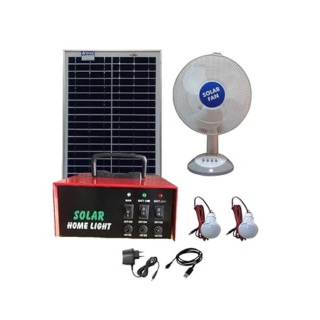 Belifal Solar Home Lighting System With 20Watts Solar Panel & 7Ah Battery Box (DC Table Fan & DC Bulbs )