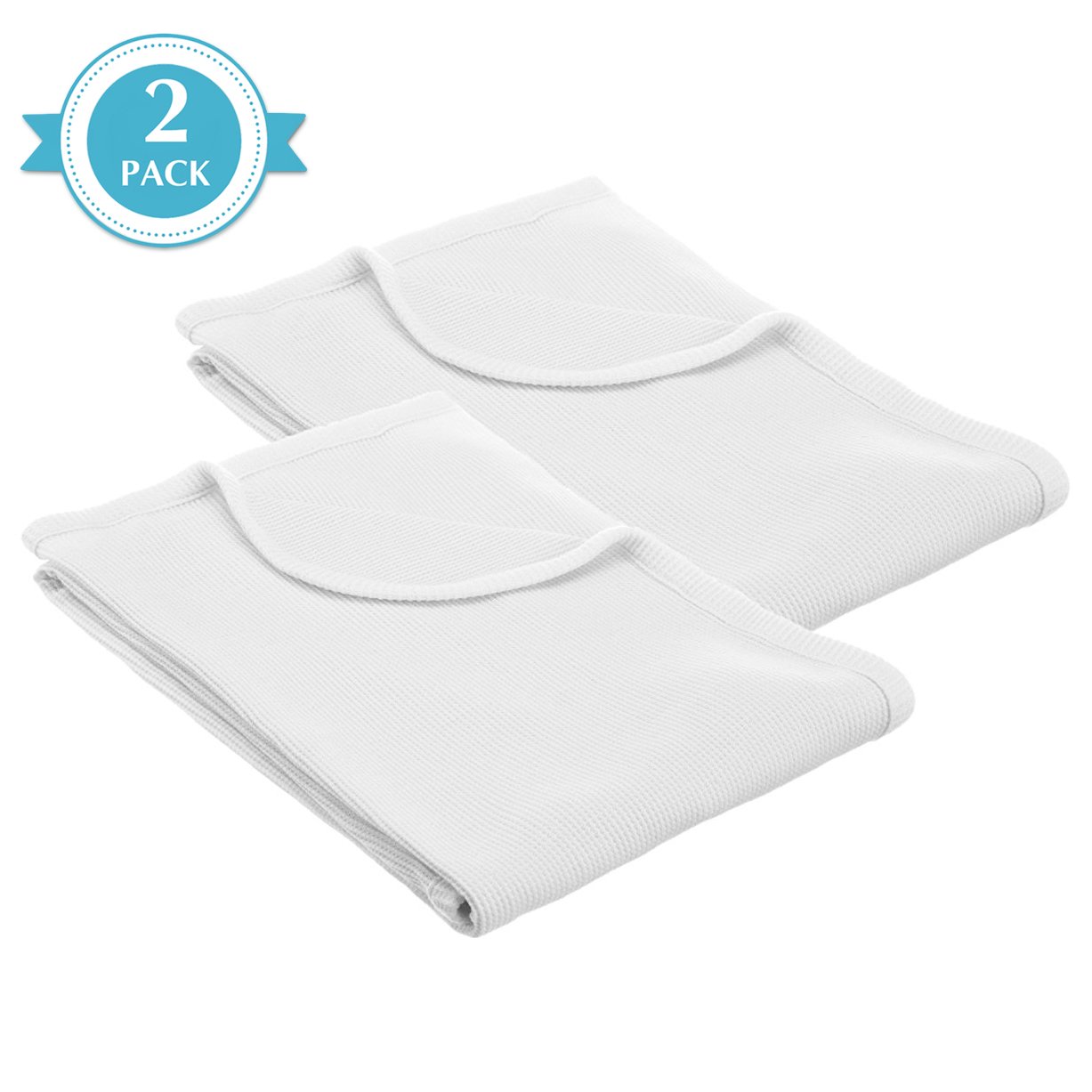 American Baby Company 100% Cotton Thermal Waffle Swaddle Blanket, Soft, Breathable & Stretchy, White, 2 Pack, 30