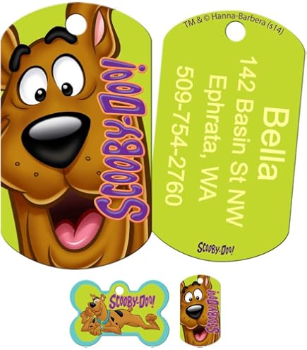 Personalised Scooby Doo Bone Pet ID Tag - Aluminium - Custom Dog Tag - Made In UK
