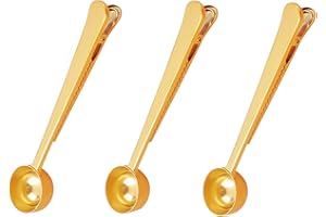 Voice on growth Coffee Scoop,Golden-Stainless Steel Measuring Spoon Bag Clip,Great for Measuring Coffee,Tea,Protein Powder,lnstant Drinks and More,Pertect coffee spoon set of 3
