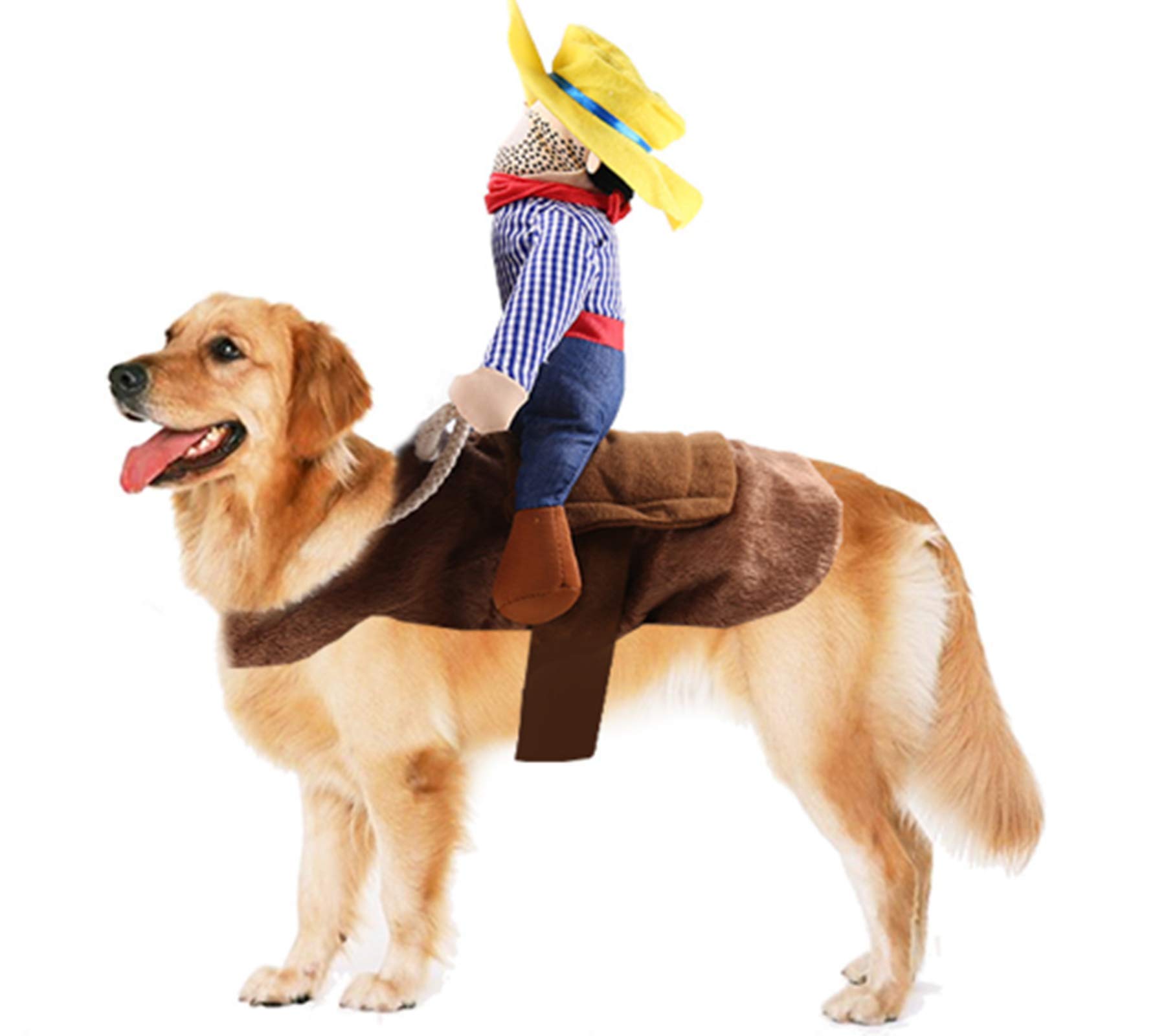 PEPAXON Pet Halloween Costumes Funny Dog Costume Cowboy Rider Dog Costume for Small Medium Large Dogs (XL)