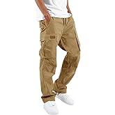 WZIKAI Mens Cargo Pants Casual Joggers Hiking Pants Loose Straight Athletic Workout Sweatpants with Pockets