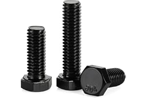 MELLEWELL 3/8-16 x 2 Hex Head Bolts, Fully Threaded, Stainless Steel 304(18-8) Bolt, Black Finish, Quantity 8