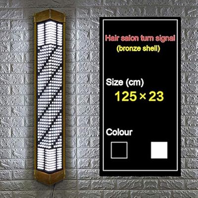 Bronze Shell Led Barber Pole Rotating Light Hair Salon Shop Beauty