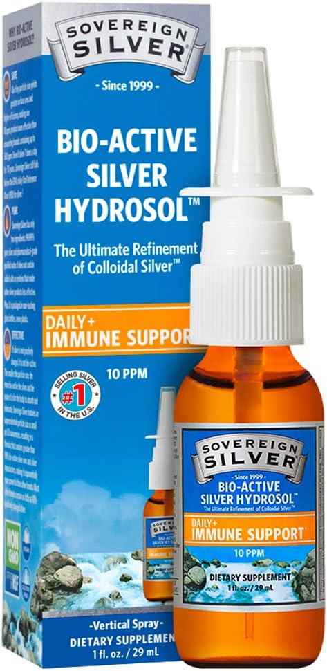 Sovereign Silver Bio-Active Silver Hydrosol for Immune Support - 10 ppm, 2oz (59mL) - Vertical Spray: Health & Personal Care