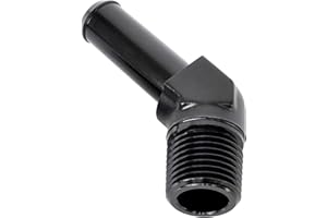 AC PERFORMANCE 1/2" NPT Male to 5/8" Hose Barb Fitting Adapter 45 Degree Aluminum Black Fit for 10AN Push on Hose