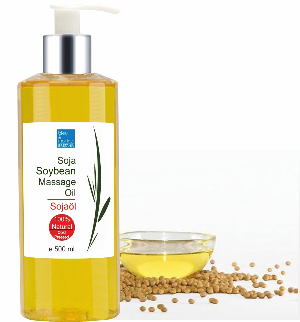 bleu & marine Bretania - 100% Natural Soybean Oil | High in Lecithin, Sterolins, Vitamin E | Smooth Skin Sensation | Ideal for Body & Face Massage, 500 ml