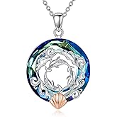 EKJQB 925 Sterling Silver Animal Crystal Necklace For Women, Penguin/Dolphin/Cardinal Crystal Necklace Mother’s Day Birthday Meaningful Jewelry Gift For Mom Wife Sister