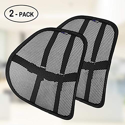 Lumbar Support, Cartop Mesh Back Cushion 2 Pack Lower Back Support, Double Mesh Lumbar Cushion Air Flow Breathable Back Support Cushion - Suitable for Office Chair Home Car (2-Pack)