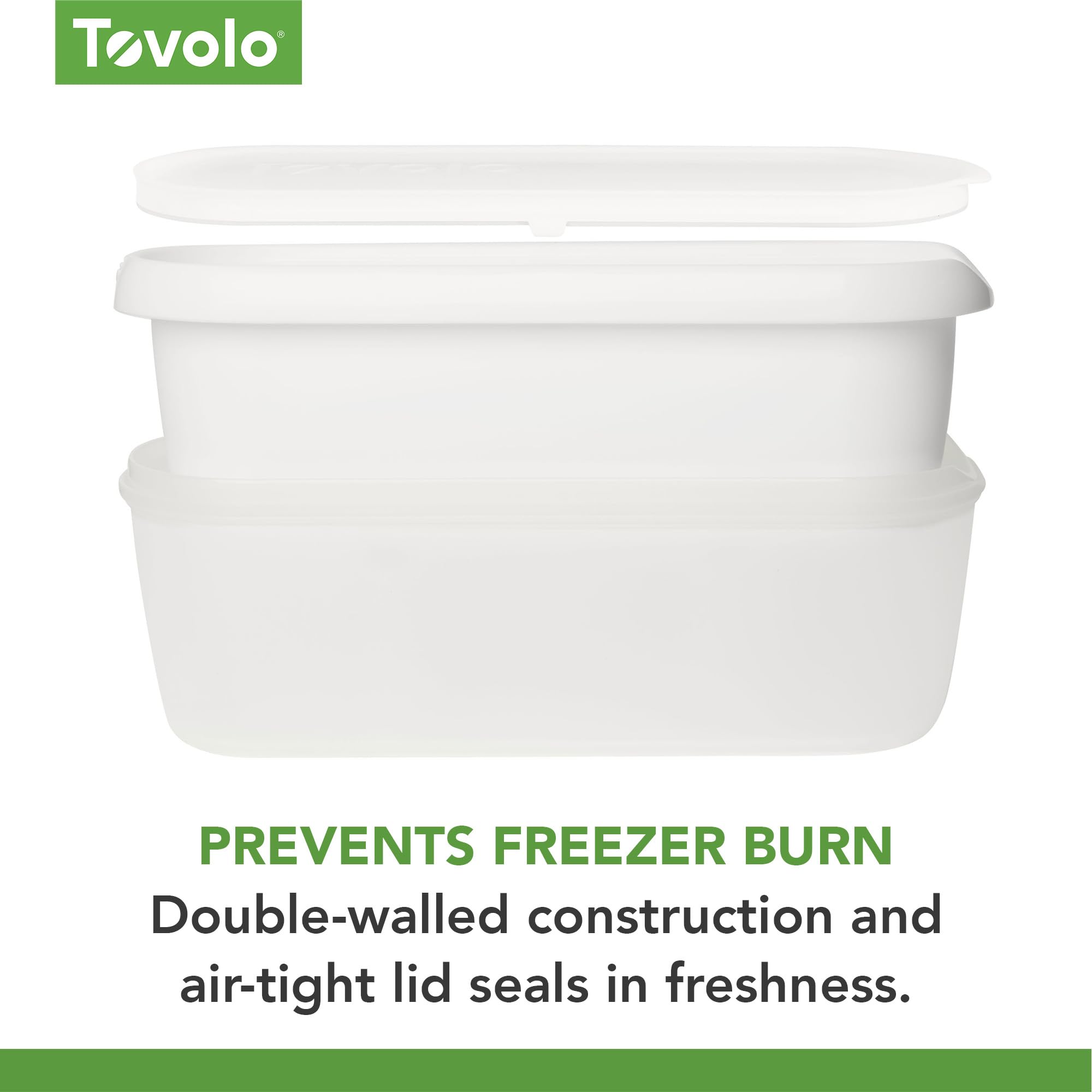Tovolo Ice Cream Containers for Homemade Ice Cream, Glide-A-Scoop (2.5 Qt, White) - Stackable Ice Cream Storage Containers for Freezer - BPA-Free Ice Cream Tub with Lid & Non-Slip Base