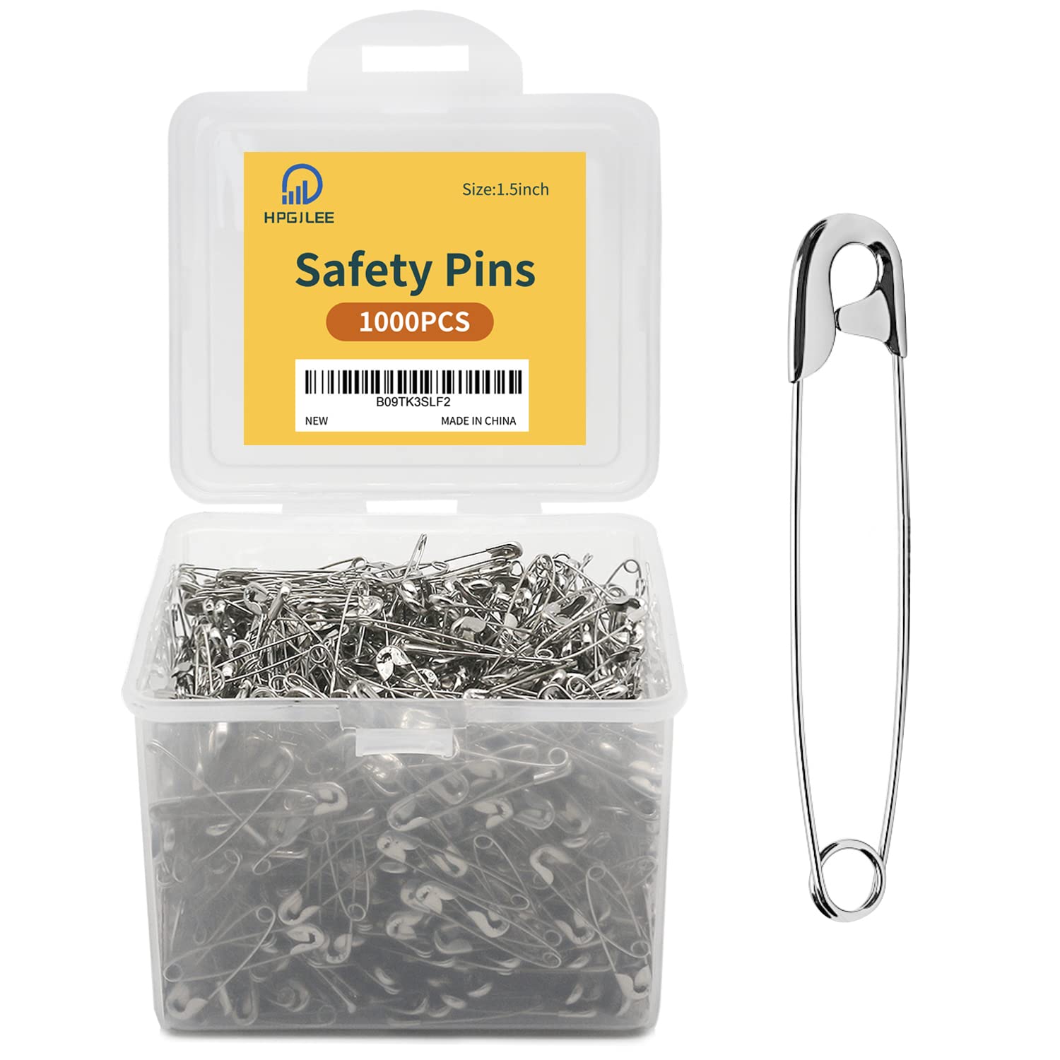 Photo 1 of 1000 Silver Sewing Pins, 1.5 Inch Rust-Resistant Steel Wire Assorted - Large Safety Pins for Clothes & Crafts Use