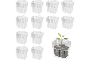 12 PCS Hanging Aquarium Plant Holder with Hook, Fish Tank Plant Holders with Hole, Top Aquatic Planter Hanging Pot for Hydrop