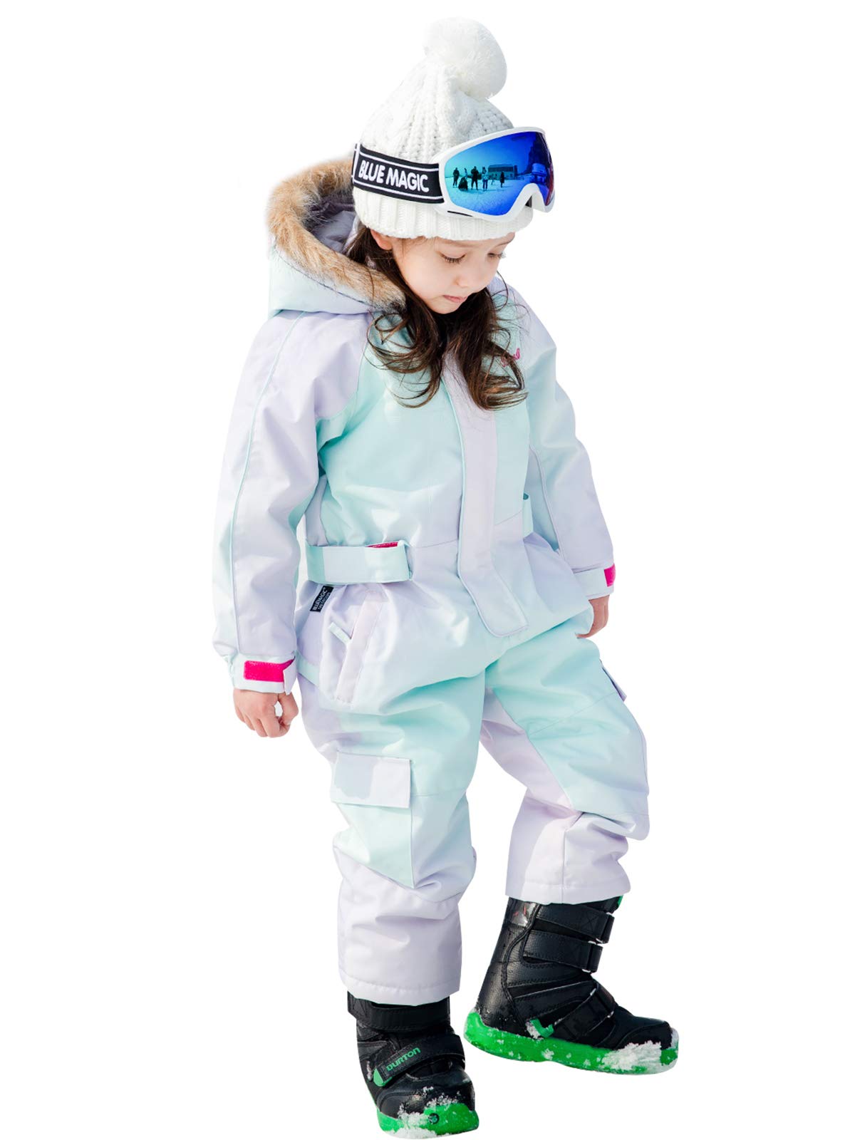 Photo 1 of Bluemagic Big Kid's One Piece Snowsuits Ski Suits Waterproof Overalls Jackets Snowboarding,Aurora,140cm