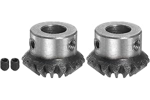 HARFINGTON 2pcs Bevel Gear 1M 16 Teeth 10mm Shaft Hole 1:1 Tapered Bevel Pinion Gear 45# Steel 1.5 Module 90 Degree Steering 