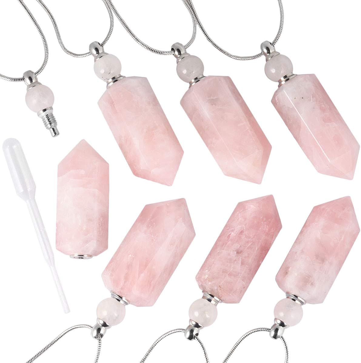 Nupuyai Essential Oil Diffuser Aromatherapy Necklace, Irregular Healing Crystal Point Stone Perfume Pendant with Long Chain - Image 5