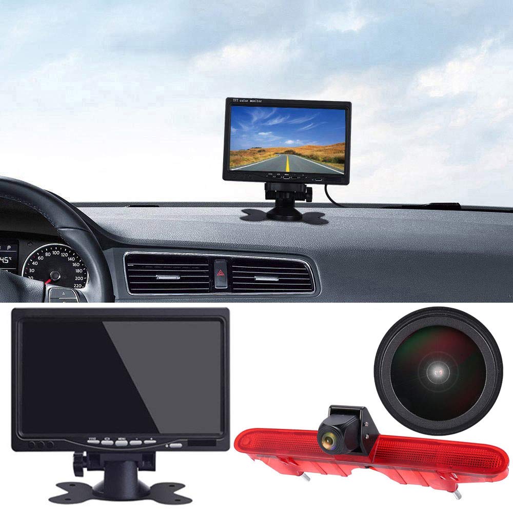 〔18mm Lens Camera + 7'' TFT LCD Monitor〕Car HD waterproof 3rd Brake Light Reverse Camera Kit for Peugeot Partner 2 II Tepee Rifter 2008-2016/Berlingo 3 III 4 IV B9 Kasten ab Bj 2008-2020