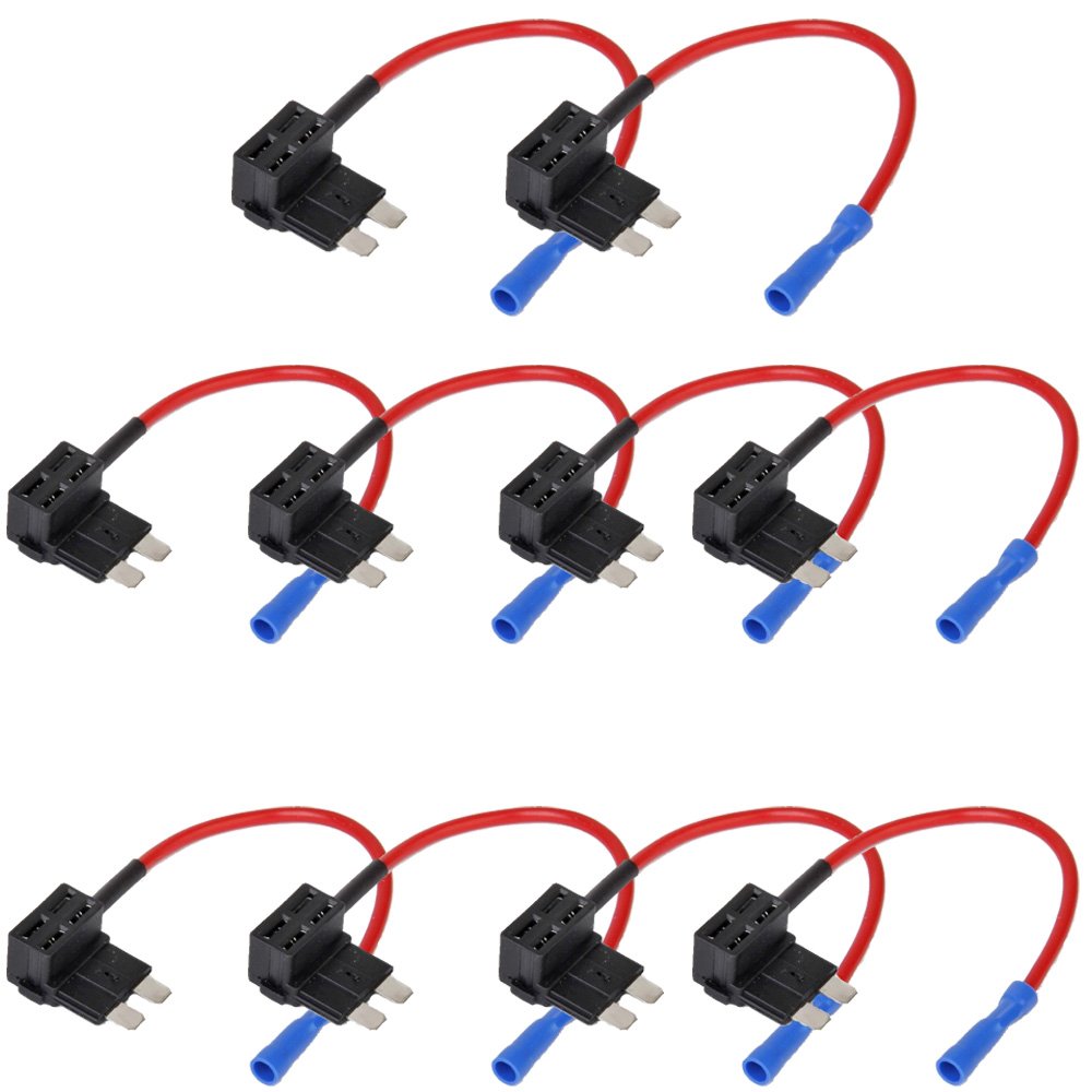 E Support™ 10Pcs 12V 24V Standard Add A Circuit Fuse Tap Piggy Back Blade Holder Plug Socket Car Motor