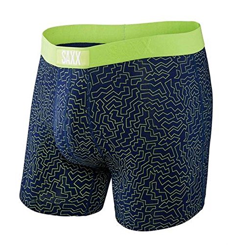 Saxx Men's Vibe Modern Fit Boxer, Koro/Lime, Large