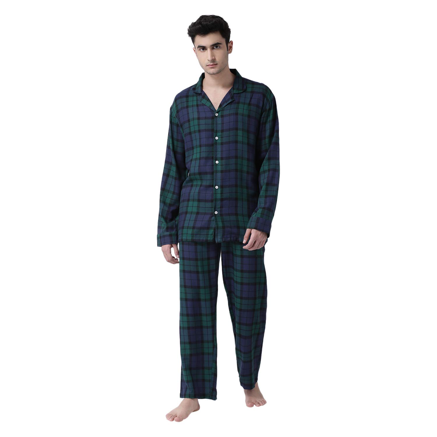Buy BELOW THE BELT Rayon Cotton Men's Night Suit Set with Pjs (Blue