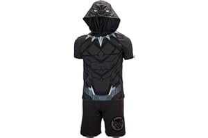 Marvel Avengers Superheroes Miles Morales Black Panther Boys Short Sleeve Hoodie T-Shirt & Shorts Athleisure Short Set