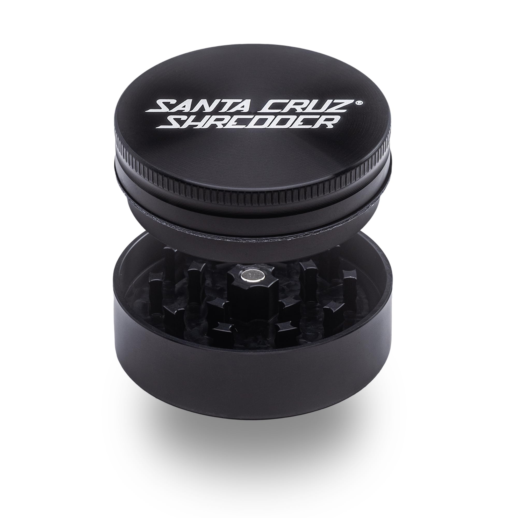 Santa Cruz Shredder Metal Herb Grinder Knurled Top for Stronger Grip 2-Piece 2.2" (Black) — image 1