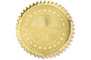 PaperDirect American Eagle Embossed Gold Foil Certificate Seals, 2 Inch, Self Adhesive, 100 Count, Embossed Seals for Certificates, Achievement and Award Stickers for School, Work, Diploma