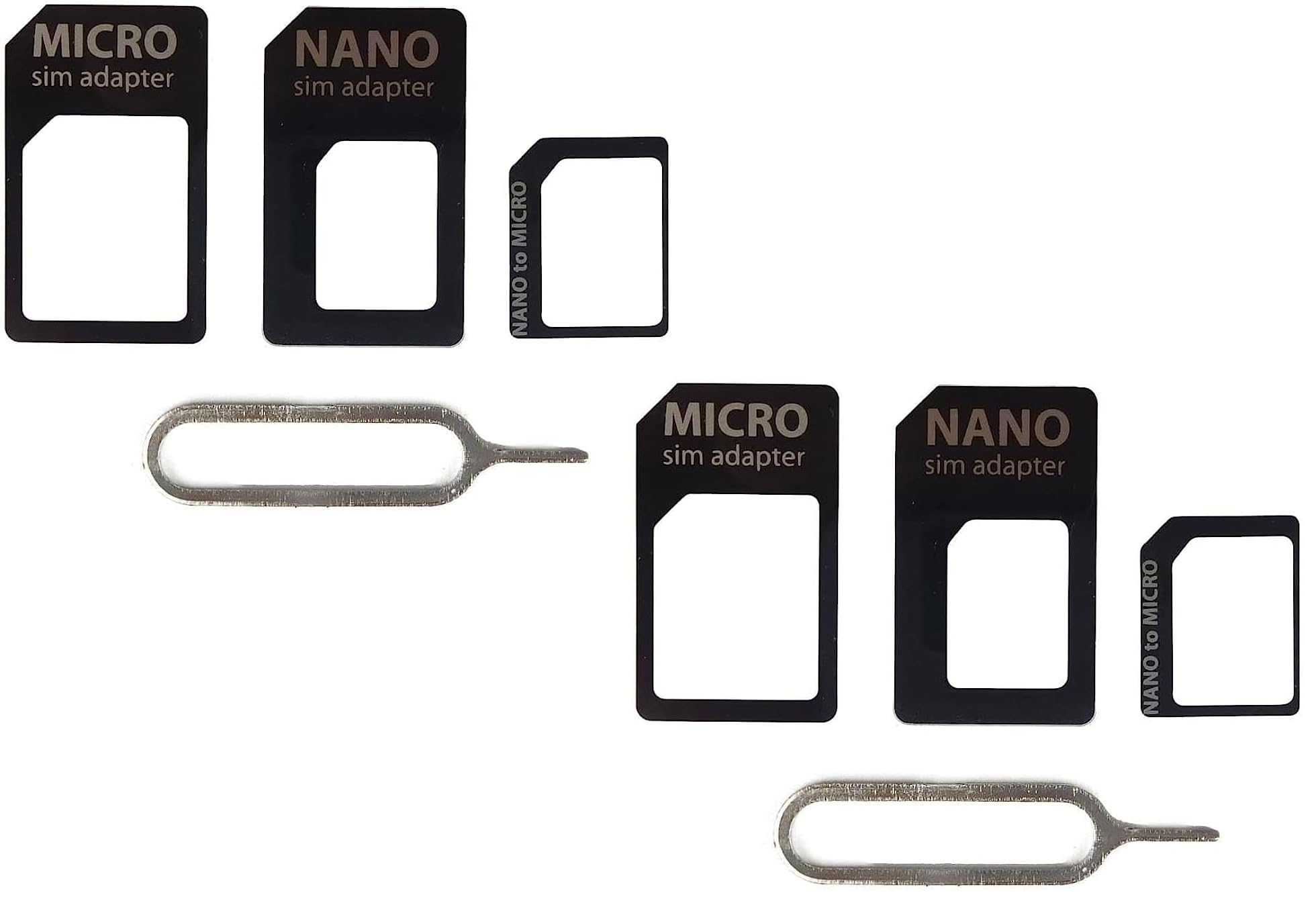 2x Pack Sim Card Adapter Set of 3 Nano, Micro & Standard Adaptors with Metal Ejector Tool