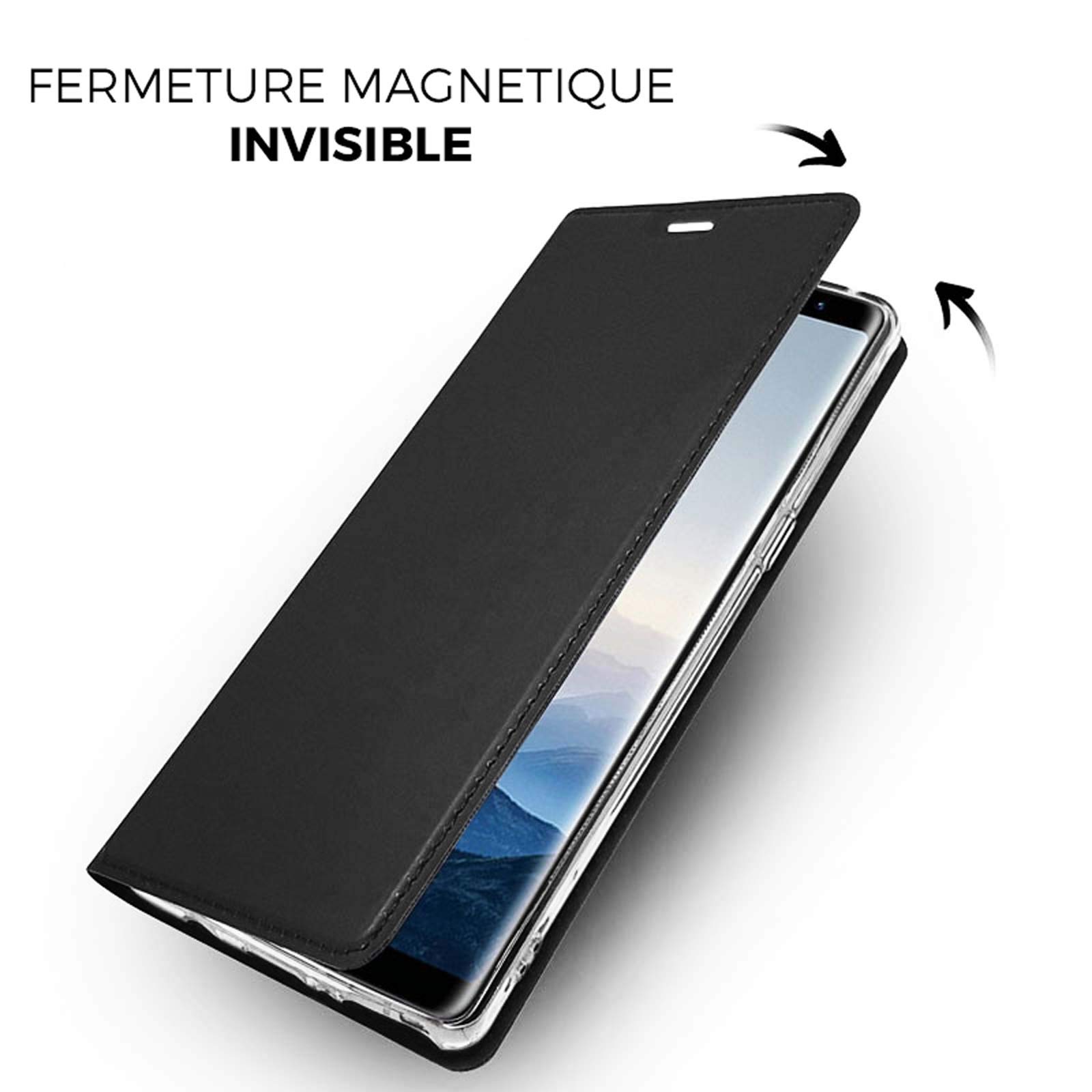 LINCIVIUS  Etui Samsung Galaxy Note 9, Housse Samsung Note 9 Coque Noir Flip Cover Rabat Aimanté Avant Arriere Integrale Antichoc [30 Jours Satisfait Ou Remboursé]