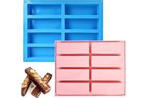 WVD 2 Pack Mini Dessert Silicone Molds,8-Cavity Rectangle Moule Silicone for Making Chocolate Muffins Cake Jelly, The Must-Ha