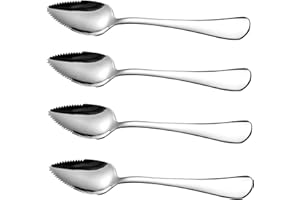 Grapefruit Spoons with Serrated Edge 4PCS Food Grade Stainless Steel Dessert Spoons with Handle Non Stick Spoons for Kiwi Pap