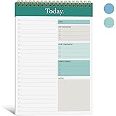 KMQOY To Do List Notepad - Daily Planner Pad Undated 52 Sheets Spiral Today Planner Note Pad Premium Thick Paper 6.5" x 9.8" For Work and Personal Organized - Green